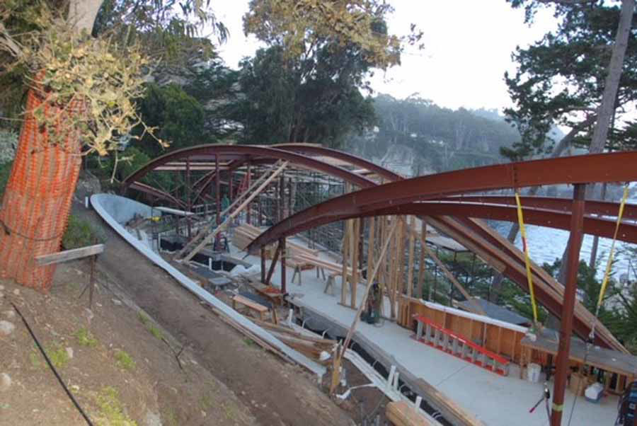 Curved Steel Roof Structure Creates Key Architectural Feature of "Serenity" Carmel, CA. Home